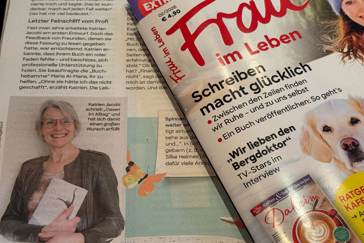 Foto der Interviewseite halb verdeckt vom Zeitschriftencover